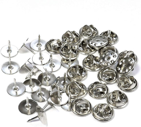 100 Pairs Tie Tacks Blank Pins with Butterfly Clutch Backs for Craft Making (Silver)...