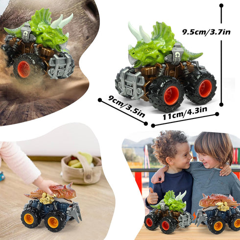 Oriate Dinosaur Monster Truck Triceratops and Carnotaurus Car Toys for Kids 3-5, Dino Stunt Race Push and Go Car, Outdoor Toys for Toddlers Boys G...