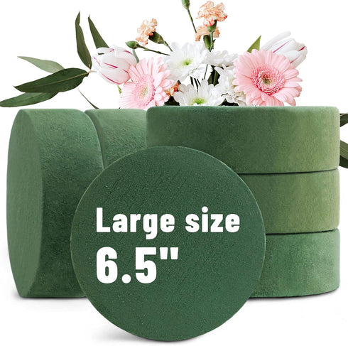 Max Shape 6 Packs Round Floral Foam Blocks?6.5'' Large Dry Floral Foam for Artificial Flowers,Flower Foam Blocks for Wedding Aisle Flowers Party D...