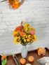Admired By Nature 18 Stems Artificial Mums Sunflowers Zinna Silk Flowers Bush Plants Cemetery Flowers for Grave Home Office Wedding Thanksgiving F...