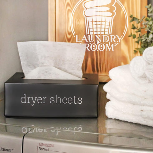 AuldHome Farmhouse Dryer Sheet Dispenser (Black); Countertop Enamelware Fabric Softener Sheet Holder for Laundry Room...