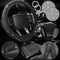 10 Pcs Bling Car Accessories Set for Women Girl Rhinestones Leather Accessories Bling Steering Wheel Cover Armrest Cover Gear Shift Cover Seat Bel...