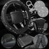 10 Pcs Bling Car Accessories Set for Women Girl Rhinestones Leather Accessories Bling Steering Wheel Cover Armrest Cover Gear Shift Cover Seat Bel...