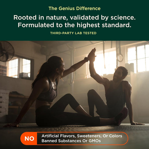 Genius Micronized Creatine Monohydrate Powder, Post Workout Supplement, Green Apple - 100% Naturally Flavored & Sweetened - Supports Muscle Buildi...