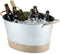 Twine Seaside Jute Rope Wrapped Farmhouse Galvanized Ice Metal Beverage Tub, Wine, Beer Bottle Bucket, 4.5 Gallons...