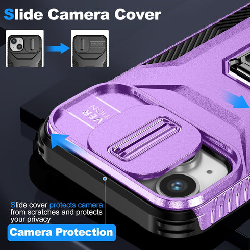 Hitaoyou Compatible with iPhone 13 Case, iPhone 13 Case with Camera Cover & Kickstand Military Grade Shockproof Heavy Duty Protective with Magneti...