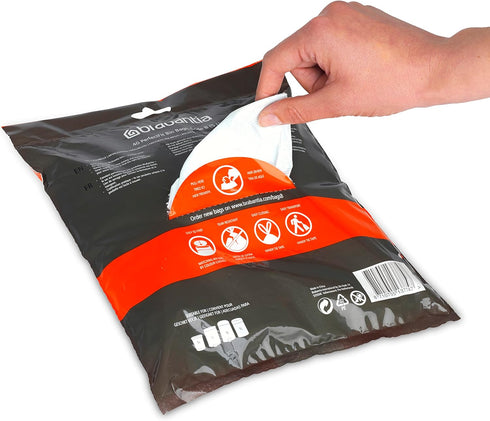Brabantia PerfectFit Trash Bags (Size B/1.3 Gal) Thick Plastic Trash Can Liners with Drawstring Handles (40 Bags)...