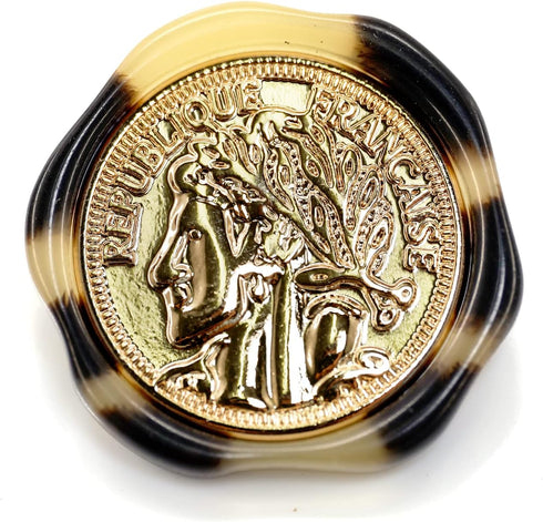 20 pcs Metal Stamping Retro Wax Seal Pattern Resin Layer Sewing Shank Coat Buttons -25mm -1"...