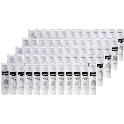 Amazon Basics Purple Washable School Glue Sticks, Dries Clear, 0.24-oz Stick,60-Pack...