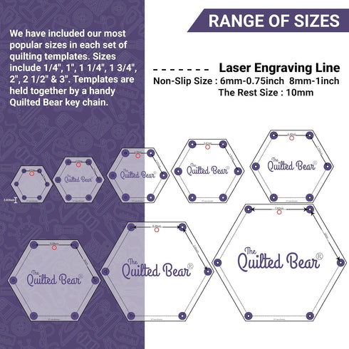 The Quilted Bear Star Quilting Templates - Set of 8 Non-Slip Acrylic Quilt Templates, Ideal Sewing Products, Quilting Tools & Quilting Templates f...