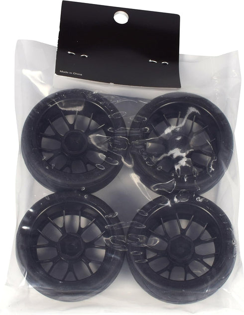 Apex RC Products 1/10 On-Road 12mm Black Mesh Wheels V Tread Rubber Tires (Set of 4) #5002...