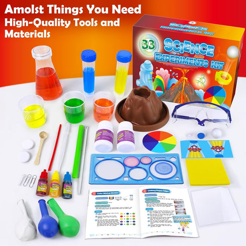 UNGLINGA 33 Experiments Science Kit for Kids, Science Project STEM Toys Gifts for Boys Girls Learning Educational Chemistry Set, Volcano Erupting,...