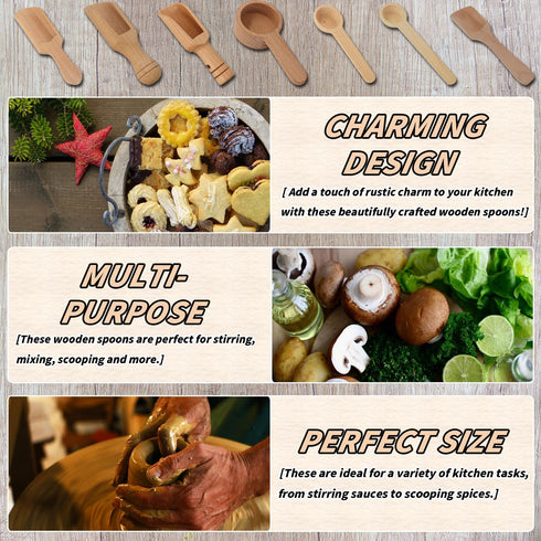 14 pcs Mini Wooden Spoons, CNYMANY 3”-4.3” Small Wooden Spoons Little Wooden Teaspoons for Bath Salt, Spices, Candy, Washing Powder, Sugar, Honey,...