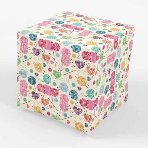 Stesha Party Yarn Lover Gift Wrap - Fiber Arts Sewing - Folded Flat 30 x 20 Inch (3 Sheets)......