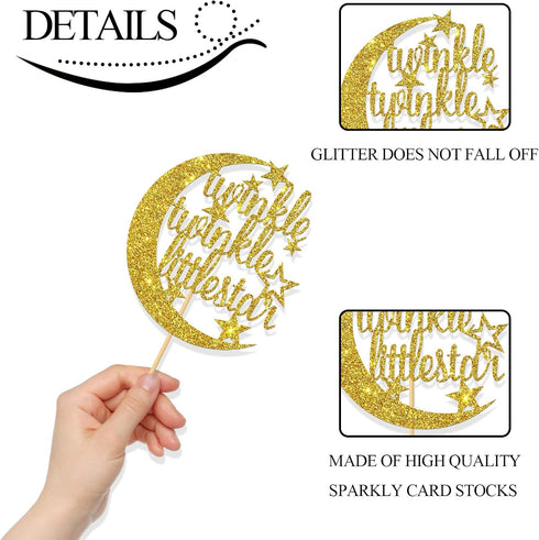 Gold Glitter Twinkle Twinkle Little Star Cake Topper/for Baby Shower/Gender Reveal/Baby 1st Birthday/Pregnancy Announcement Party Decorations...