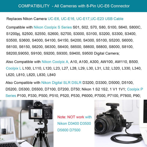 MaxLLTo USB PC Battery Charger Camera Data Cable Cord Lead for Nikon Coolpix P100 P530 Camera...