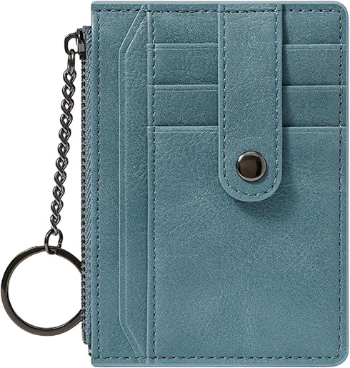 Small Wallet for Women Slim RFID Blocking Credit Card Holder Minimalist Keychain Wallet with Zipper Pocket...