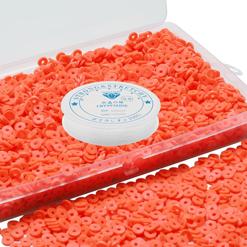 2000 Pcs Pink Clay Beads for Bracelets Making, Polymer Spacer Flat Beads DIY for Jewelry Necklace Earring Making Kit, Preppy Aesthetic Heishi Hesh...