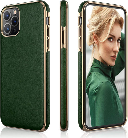 LOHASIC for Luxury Leather iPhone 11 Pro Case – Slim Designer PU Cover with Electroplated Frame, Soft TPU Bumper, Anti-Slip Grip, Business Protect...