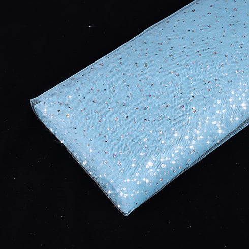 54" by 10 Yards Glitter Tulle Fabric Rolls for Wedding Birthday Party Baby Shower Decoration Tutu Tulle Bolt Ribbons DIY Sewing Crafts - Light Blu...