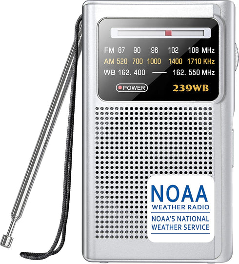 Greadio NOAA Weather Radio, AM/FM Battery Operated Transistor Portable Radio with Best Reception,Stereo Earphone Jack,Powered by 2 AA Battery for ...