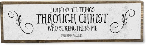 Christian Wall Art - I Can Do All Things Through Christ Who Strengthens Me Wall Décor – Beautiful Bible Verse Modern Farmhouse Wall Art – Wood and...