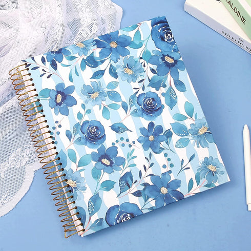 CAGIE Hardcover Spiral Notebook 8.5 x 11 Spiral Journal Notebooks College Ruled with Large Pockets Aesthetic Floral Note Book Spiral Bound Journal...