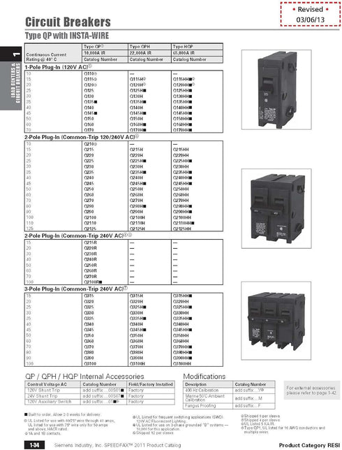 Siemens Q140 40-Amp Single Pole Type QP Circuit Breaker...