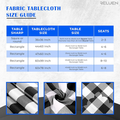 Buffalo Plaid Tablecloth 35 ? 35" - Black and White Checkered Tablecloth Style, Machine Washable Polyester, Waterproof, Easy to Care, Durable Smal...