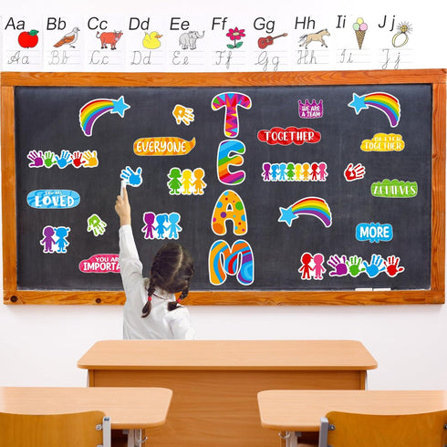 Qilery 36 Pcs Classroom Bulletin Board Decorations Set Teamwork Classroom Decor Welcome Bulletin Board Craft for Kids Kindergarten Preschool Eleme...