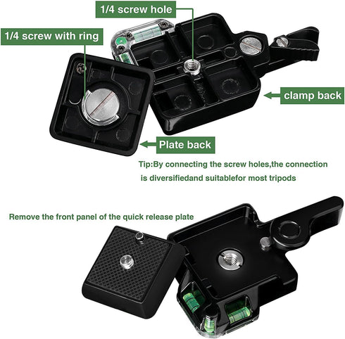 Konsait Camera Camcorder Tripod Monopod Ball Head QR-40 Quick Release Plate Clamp Adapter with Plate Double Insurance Button for DSLR Camera Tripo...