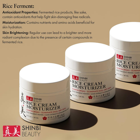 Japanese Skincare Moisturizer for Face - Rice Cream With Rice Ferment + Sake Extract - J Beauty Natural Asian Skincare Products 2oz...