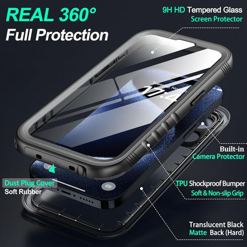 SOKUSIN for iPhone 15 Pro Case Waterproof - Shockproof Drop Proof Dustproof Phone with Built in Tempered Glass Screen & Camera Protector Full Body...