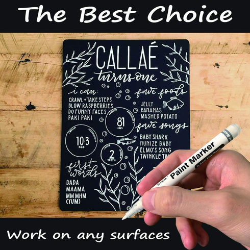 White Paint Pen, 6 Pack 0.7mm Acrylic Permanent Marker White Paint Pens for Wood Rock Plastic Leather Glass Stone Metal Canvas Ceramic Marker Extr...