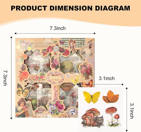 500 Pieces (100 Sheets) Vintage Scrapbook Stickers Transparent Stickers for Journaling Scrapbooking Supplies Butterfly Flowers plant Stickers Kit ...