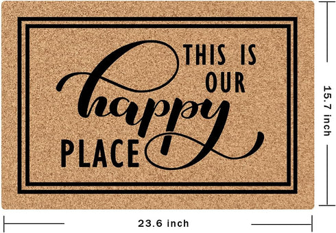 Funny Mats Entry This Is Our Happy Place Indoor Floor Welcome Mat for Entrance Way Rubber Back for Front Door Indoor Outdoor Cute Rugs 23.6"(L) x ...