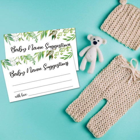 50 Baby Shower Name Suggestion Cards, Greenery Name Suggestion Cards for Baby Shower, Name Suggestion Game, Baby Shower Games, Baby Party Supplies...