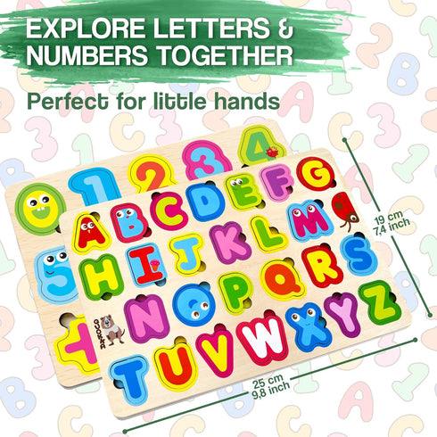 QUOKKA Wooden Puzzles for Toddlers 3-5 - Alphabet Toddler Puzzles 1-3 Years Old - ABC Gift Educational Toys for Boys and Girls - Wood Games for Ch...