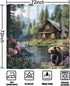 iTapnoom Rustic Bear Shower Curtains, Farmhouse Lake Country Lodge Cabin Fabric Shower Curtain for Bathroom, Camp Woodland Bathroom Accessories De...