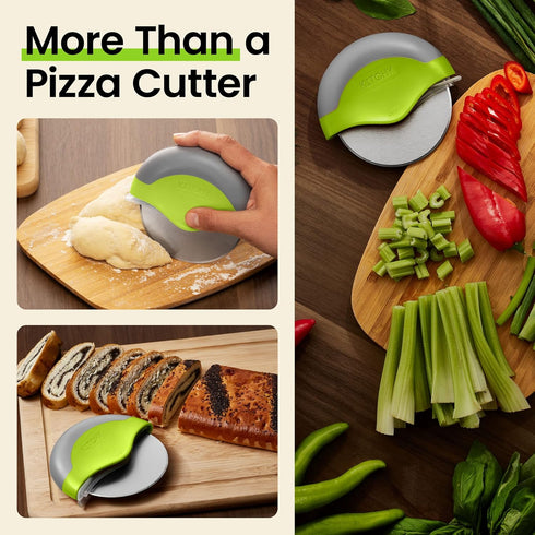 Kitchy Pizza Cutter Wheel with Protective Blade Cover, Ergonomic Pizza Slicer (Green)...
