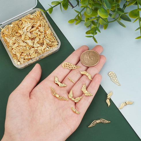 PH PandaHall 160 pcs 8 Styles Angel Wing Charms, Tibetan Style Alloy Wing Spacer Beads for Earring Bracelet Pendants Necklace Jewelry DIY Craft Ma...