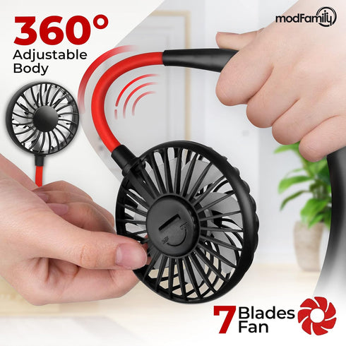Modfamily Portable Neck Fan - Versatile 360° Rotatable Neck Fan with 3 Modes, Rechargeable Battery....