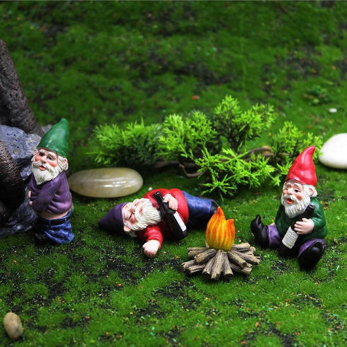 4Pcs Miniature Garden Gnome Set, Wizard Gnome 3D Dwarves Fairy Garden Gnome Statue Kit, Mini Outdoor Sculpture Garden Figurine Decoration for Lawn...