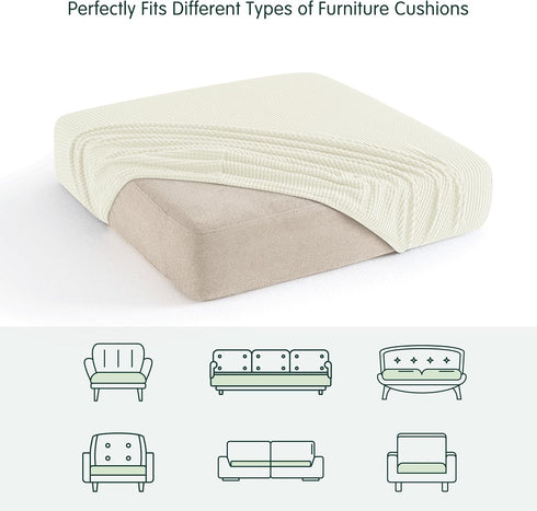 CHUN YI 2PC Stretch Couch Cushion Covers, Sofa Seat Slipcovers Suitable for Armchair Loveseat Sofa with Spandex Jacquard Fabric(2pc,Ivory White)...