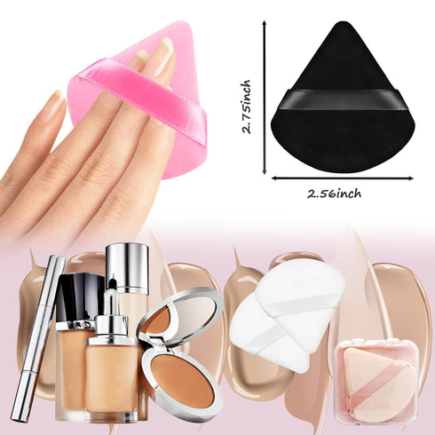 8 Pieces Triangle Powder Puff with 4 Travel Cases, Triangle Makeup Puff, Reusable Velour Cosmetic Foundation Blender Sponge for Loose Powder Body ...