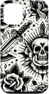 iPhone 15 Skull and Rose Old School Tattoo Style, American Traditional Case...