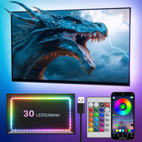 LED Lights for TV, 16.4FT TV Led Lights for 65-75 inch, Cuttable, Music Sync Mode, Color Changing, Bluetooth APP Remote Control TV LED Strip Light...