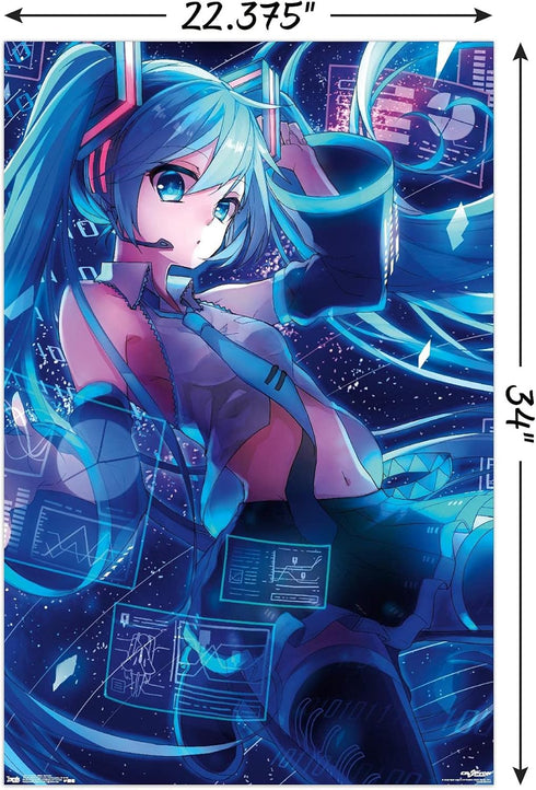 Trends International Hatsune Miku - Screens Wall Poster, 22.375" x 34", Poster & Mount Bundle...