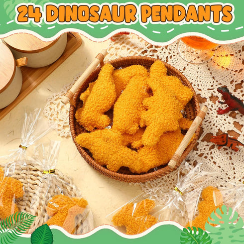 24 Pcs Mini Chicken Dinosaur Nuggets Keychain Bulk Plush Chicken Dino Nugget Keychain Party Favors Stuffed Dinosaur Toy Keychain for Kids Gifts Bi...