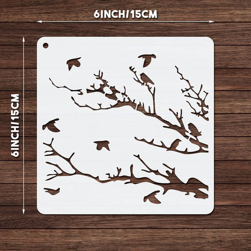 8 Pieces Reusable Tree Stencils Aspen Trees Stencils Reversed Branches Stencils Painting Tree Template Plastic Drawing Stencils for Canvas Wood Wa...